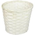 Floral 7 in Bamboo Pot Cover Basket White 72937